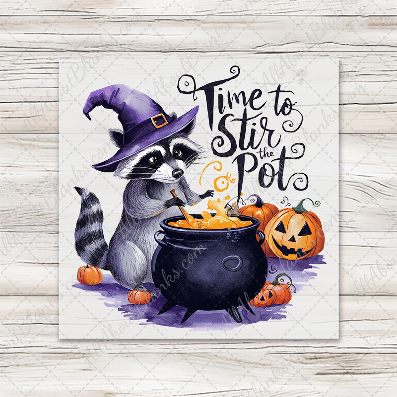 Time To Stir The Pot Halloween Raccoon Transfer