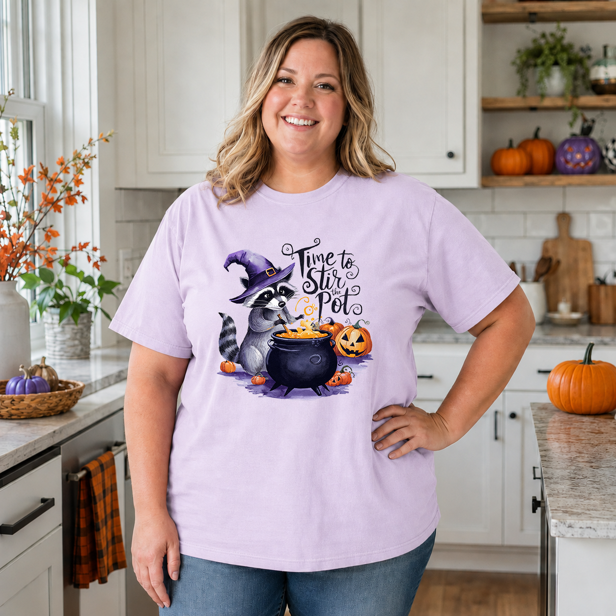 Time To Stir The Pot Halloween Raccoon Transfer - SHIRT SIZE