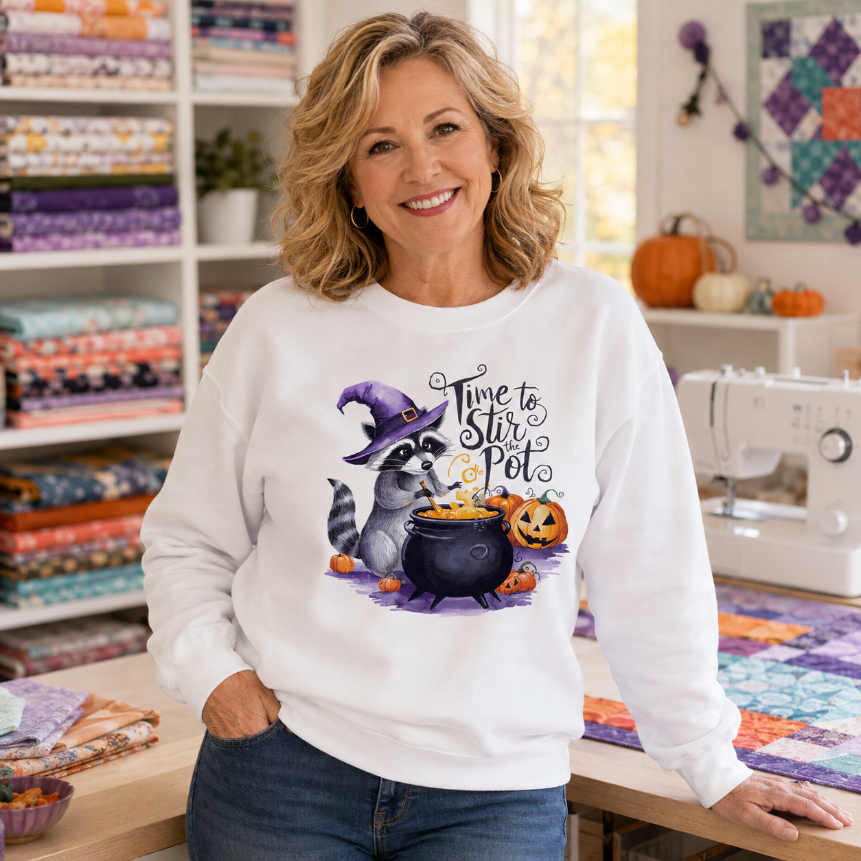 Time To Stir The Pot Halloween Raccoon Transfer