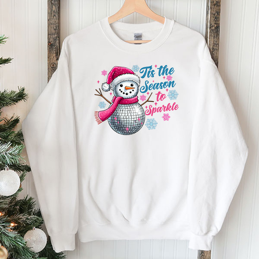 Tis The Season To Sparkle Snowman DTF Transfer - T-SHIRT SIZE