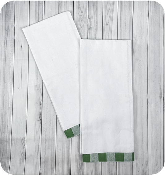 Vintage Gingham Trim Kitchen Towel - Dark Green