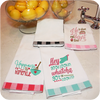 Vintage Gingham Trim Kitchen Towels - Valentines