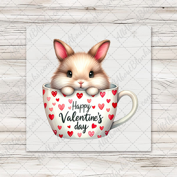 Valentines Bunny In Hearts Mug DTF Transfer