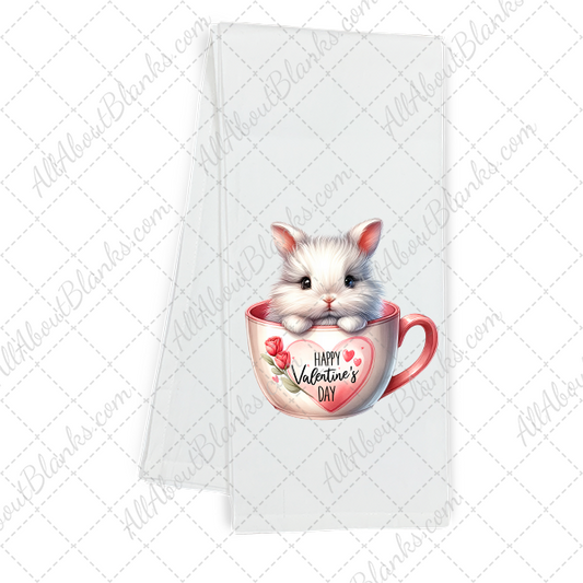 Valentines Fluffy Bunny In A Mug DTF Transfer