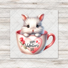 Valentines Fluffy Bunny In A Mug DTF Transfer