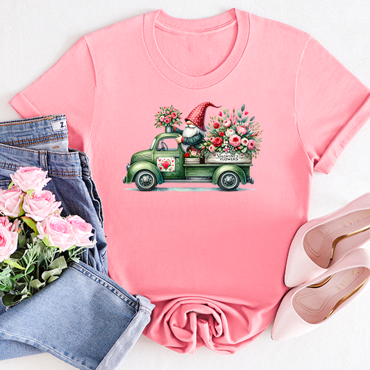 Valentines Gnome Green Truck DTF Transfer - T-SHIRT SIZE