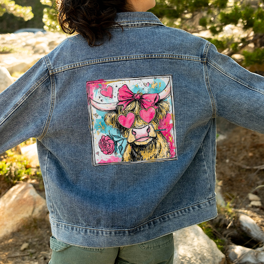 Valentines Groovy Highalnd Cow Transfer