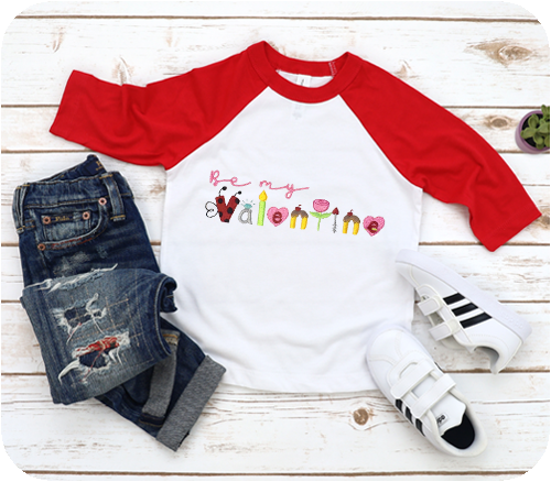 Kids 3/4 Sleeve Raglan Tee - Red & White