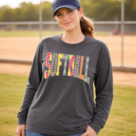 Varsity Style Softball Multi Colors Transfer