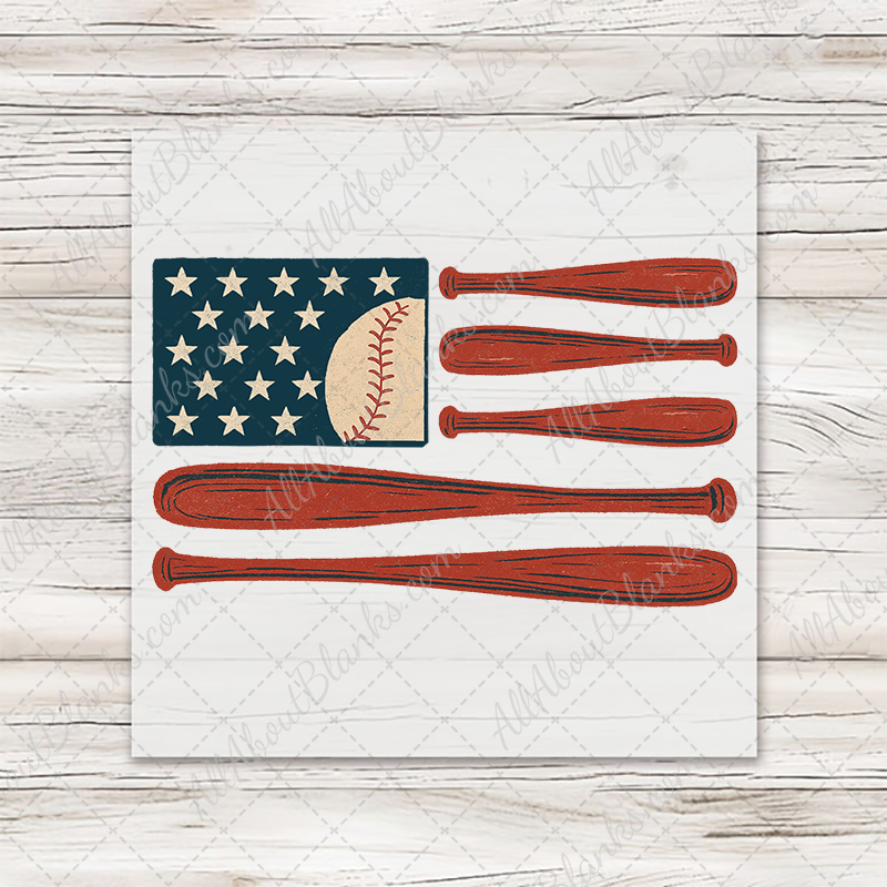 Vintage Baseball Bats Flag Transfer