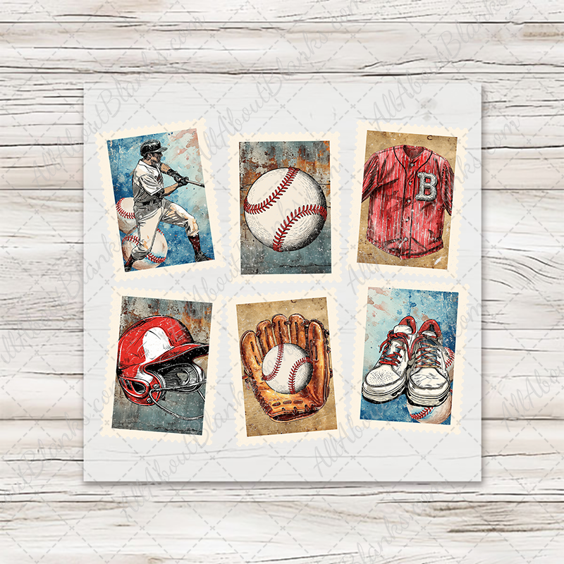 Vintage Baseball Stamps Transfer
