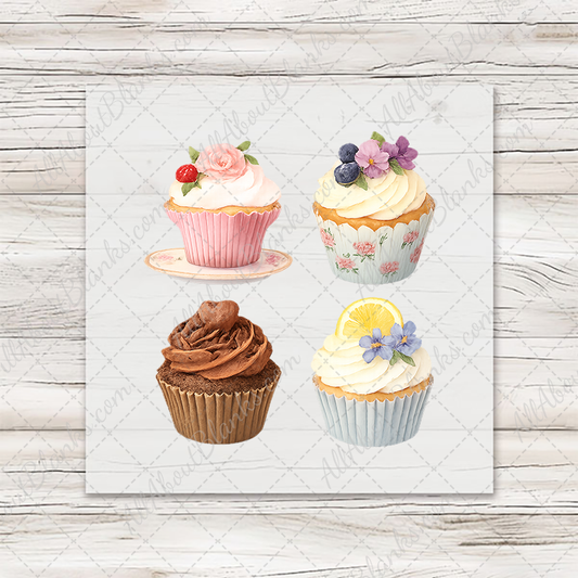 Watercolor Cupcakes 1 - COCKTAIL NAPKIN SIZE