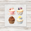 Watercolor Cupcakes 1 - COCKTAIL NAPKIN SIZE