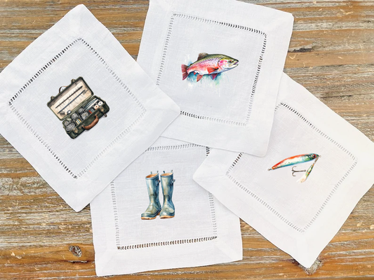 Watercolor Fishing - COCKTAIL NAPKIN SIZE