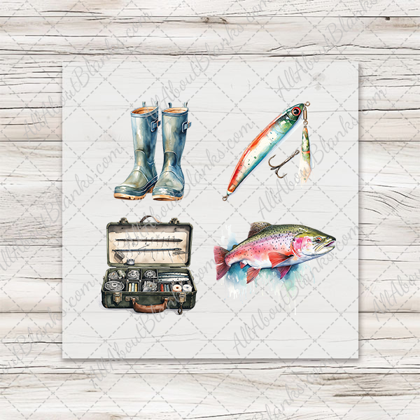 Watercolor Fishing - COCKTAIL NAPKIN SIZE