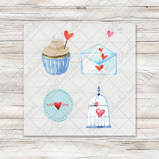 Watercolor Valentines - COCKTAIL NAPKIN SIZE