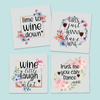 Sassy Wine Floral Sayings Transfer - Bundle of all 4 designs