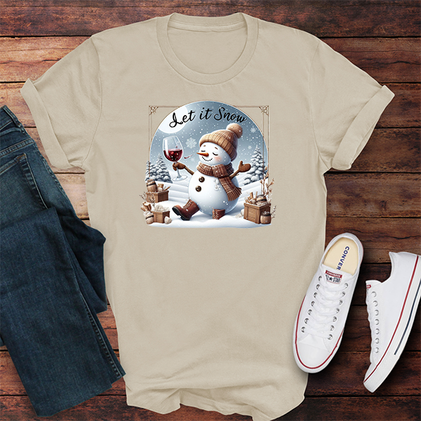 Winter Wine Snowman DTF Transfer - T-SHIRT SIZE