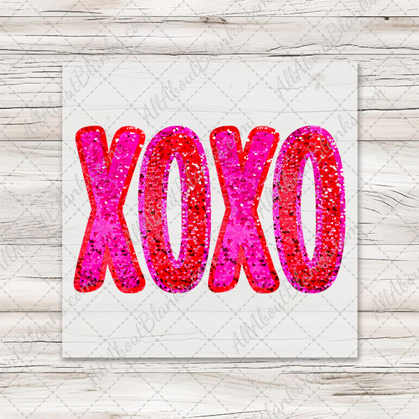 Sparkle Pink Red XOXO Valentine DTF Transfer