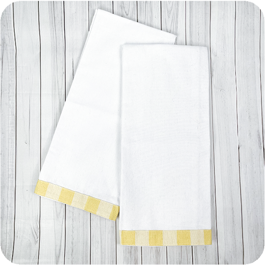 Vintage Gingham Trim Kitchen Towel - Butter Yellow