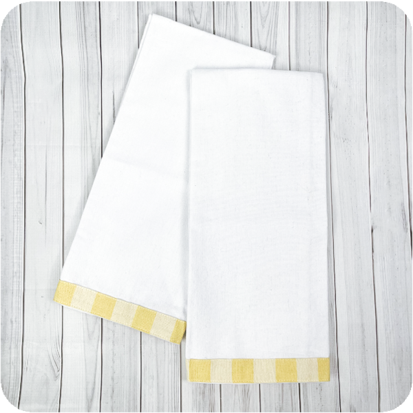 Vintage Gingham Trim Kitchen Towel - Butter Yellow