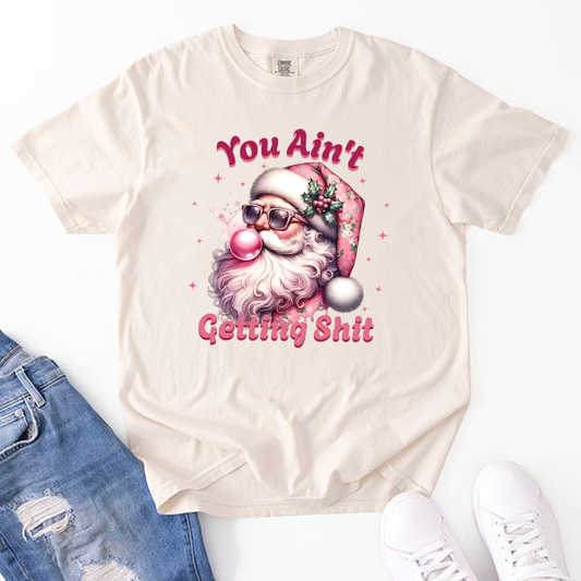 You Ain't Getting Sh*t Santa Transfer - T-SHIRT SIZE