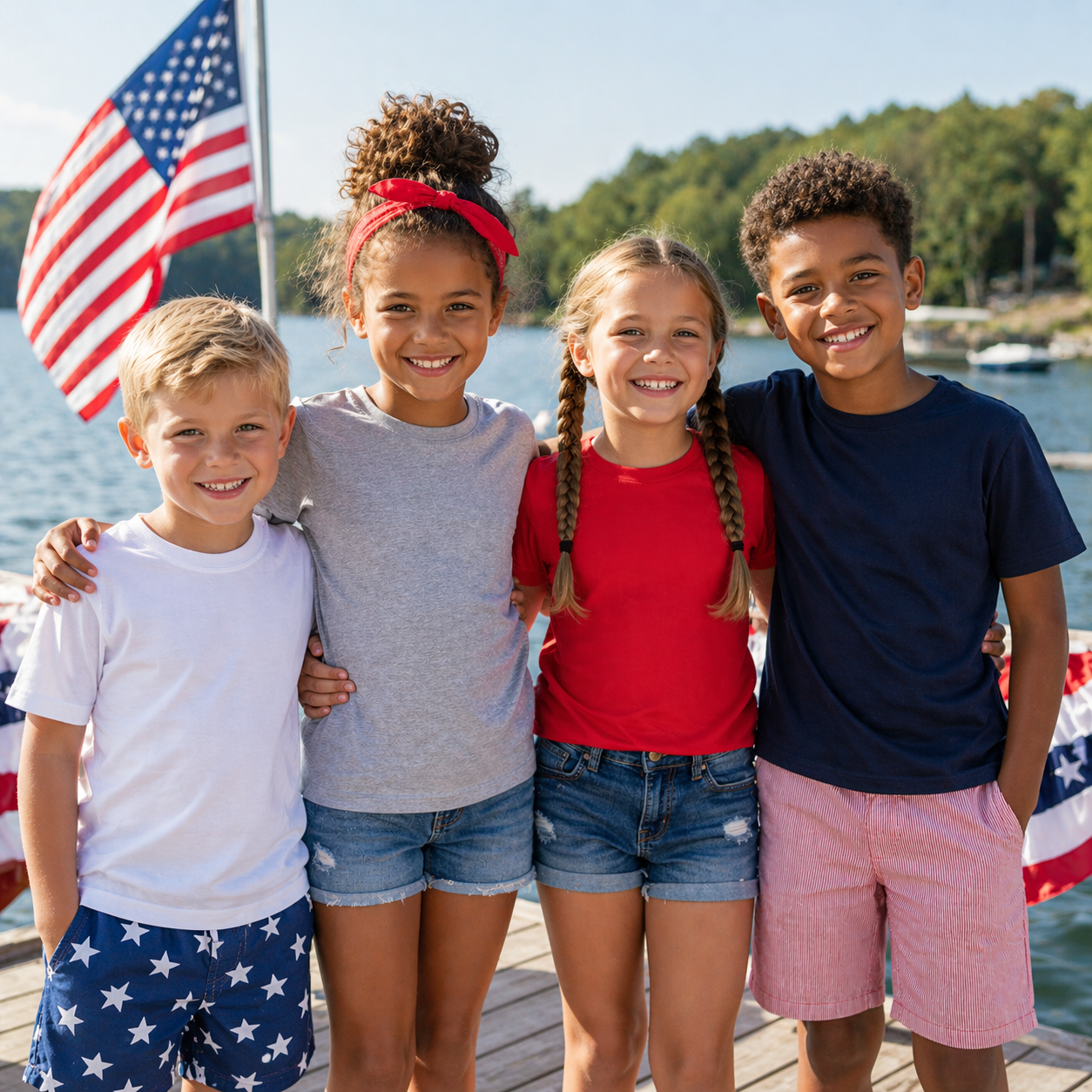 Kids Cotton Tee - Patriotic Colors