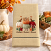 Finished towel example with Grateful Thankful Blessed pumpkins
