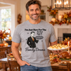 Guy version of Deviled Eggs And Family Drama transfer on a man's grey tee