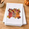 Fall Leave Mason Jars transfer with autumn flowers and leaves on a folded white kitchen towel