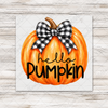 Hello Pumpkin DTF transfer preview on whitewashed wood