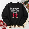 I'm So Good Santa Came Twice Red Bow — Black Sweatshirt