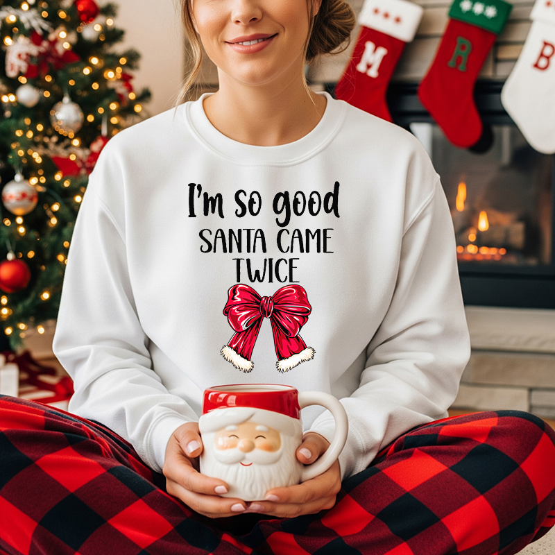 I'm So Good Santa Came Twice Red Bow — Pajamas