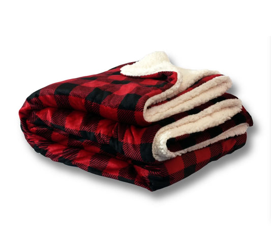 Red Buffalo Plaid Sherpa Blanket With Hidden Zipper