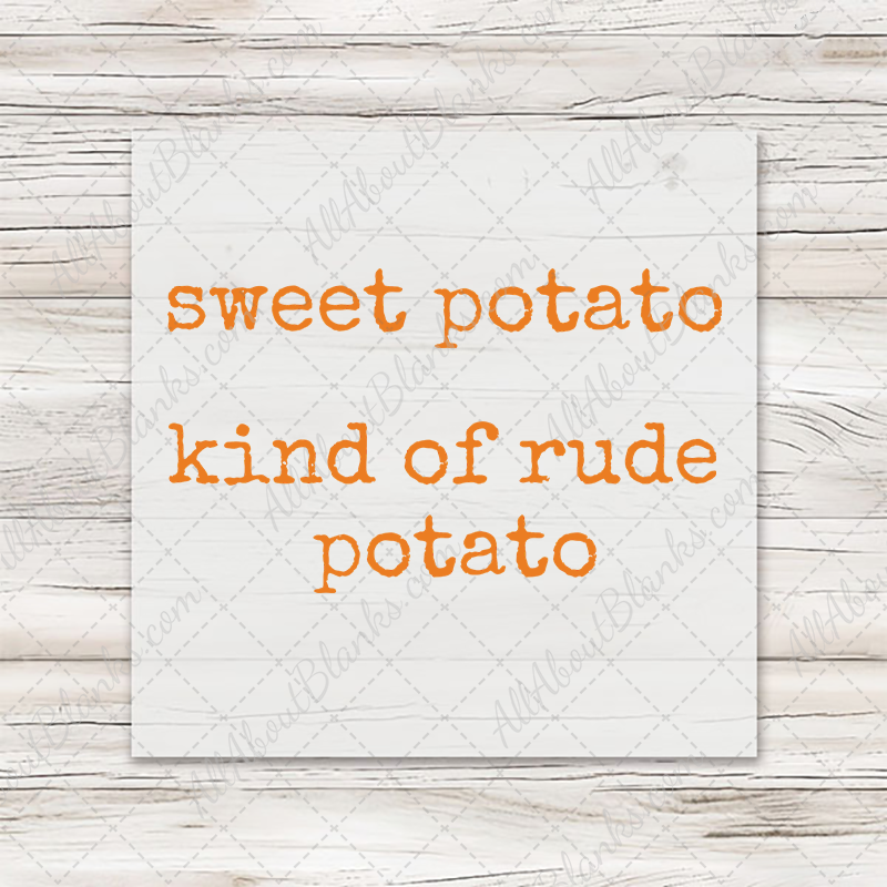 Orange lettering transfer set including both sweet potato and kind of rude potato designs