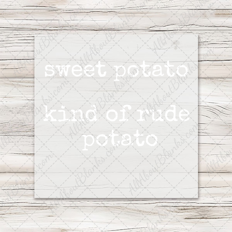 White lettering transfer set including both sweet potato and kind of rude potato designs