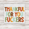 Thankful For You Fuckers preppy lettering on standard wood transfer mockup